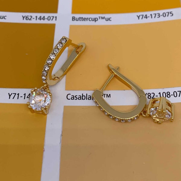 18K Gold Huggie Crystal Earrings "Lara" Carousel 5
