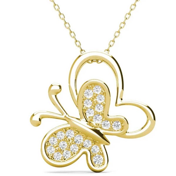 18K Gold Crystal Butterfly Necklace "Averill" Carousel 2