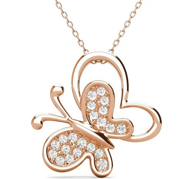 Rose-Gold Crystal Butterfly Necklace "Averill" Carousel 1