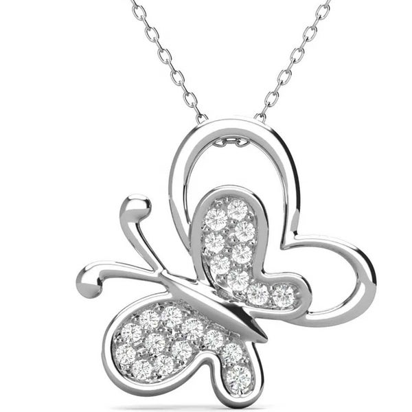18K White-Gold Crystal Butterfly Necklace "Averill" Carousel 1
