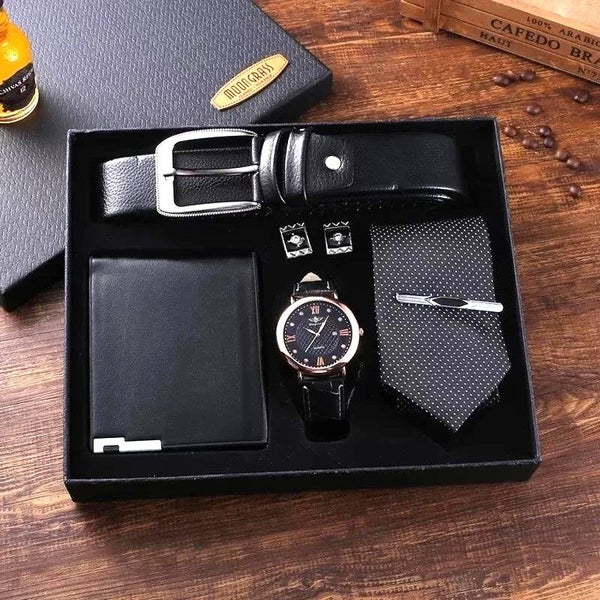 5pc Combo Set Wallet, Watch, Belt, Cufflink and Tie for Men;s Carousel 1