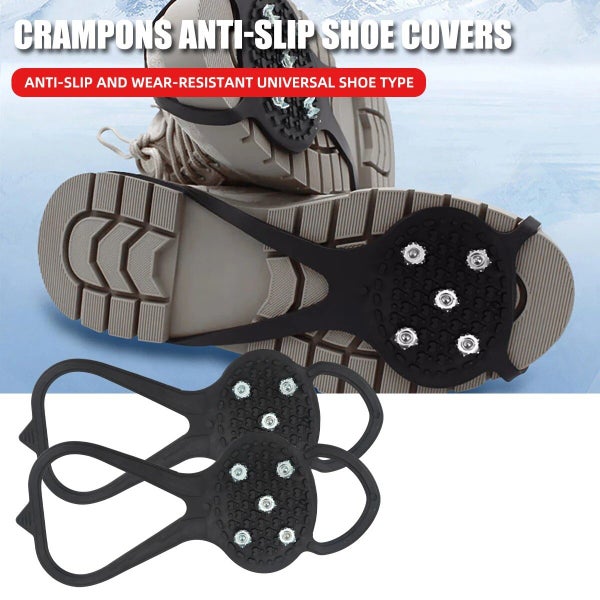 Pair 5 Studs Anti-Skid Ice Snow Camping Walking Shoes Winter Safety Carousel 2