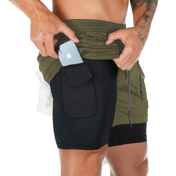 Camo Shorts Quick Dry Running Shorts 2 In 1 Double-deck Workout Carousel 1