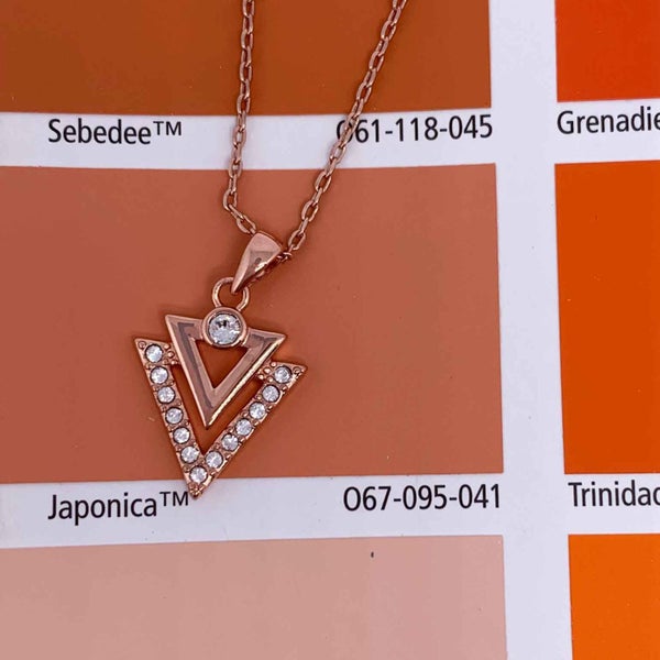 Rose Gold Crystal Geometric Necklace "Tripoli" Carousel 2