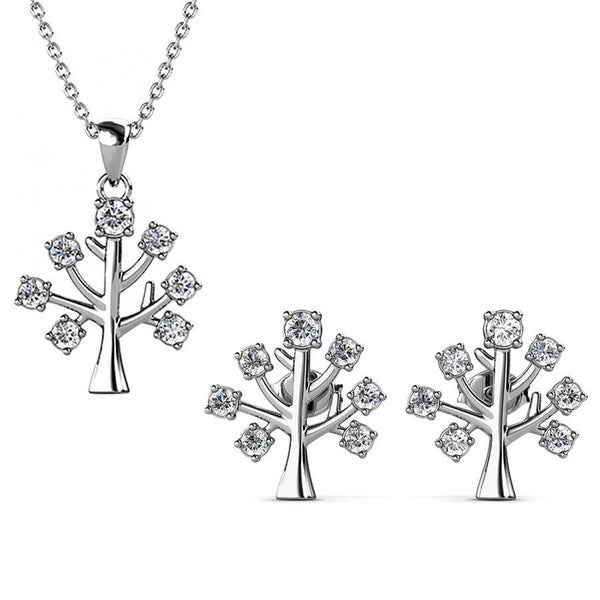 18K White Gold Crystal Jewellery Set "Tree of Life" Carousel 1