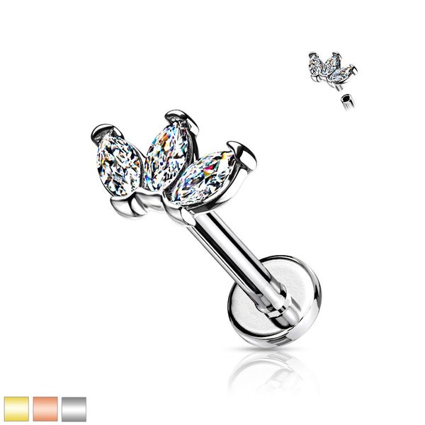 Triple Marquise CZ Labret. 3 colours available. Carousel 1