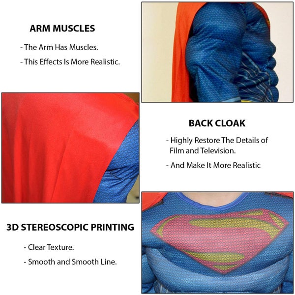 Superman Children Costume (Muscular style ) - Medium size Carousel 6