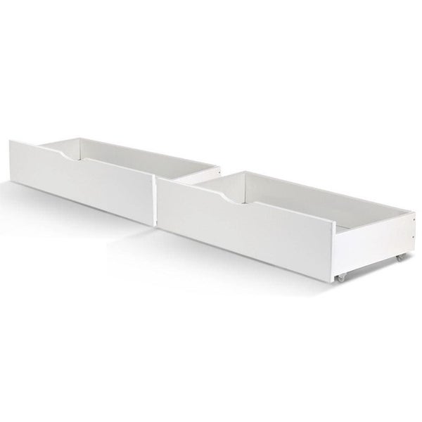 Artiss 2x Storage Drawers Trundle for Single Wooden Bed Frame Base Timber White Carousel 1