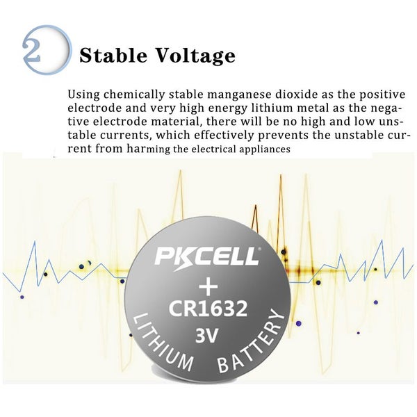 2 PACK PKCELL CR1632 ECR1632 1632 3V Lithium Coin Batteries