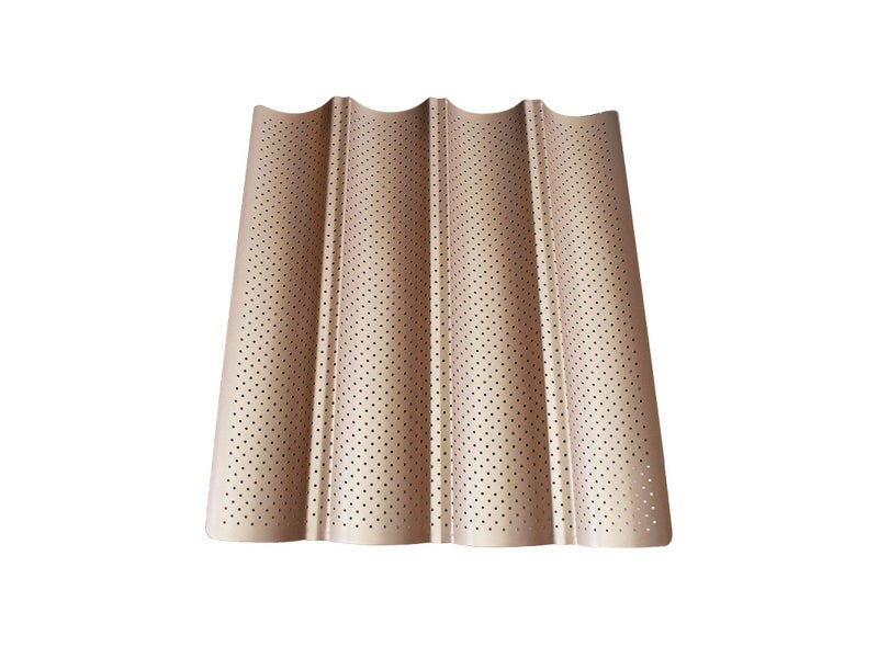 Non-Stick Perforated Baguette Pan Baguette Bake French Bread Baking Tray Gold Carousel 4