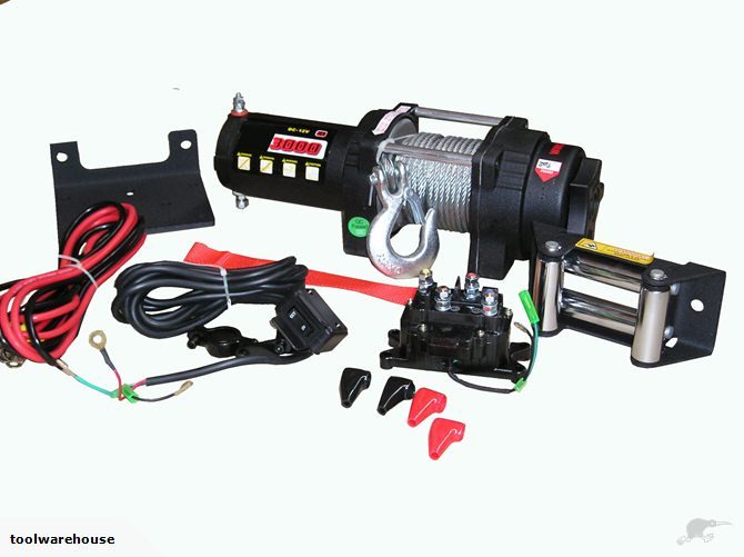 WINCH 12V 3000lb (1360kg) 1 KW ** WITH HANDLE BAR SWITCH **1 YEAR WARRANTY Carousel 1