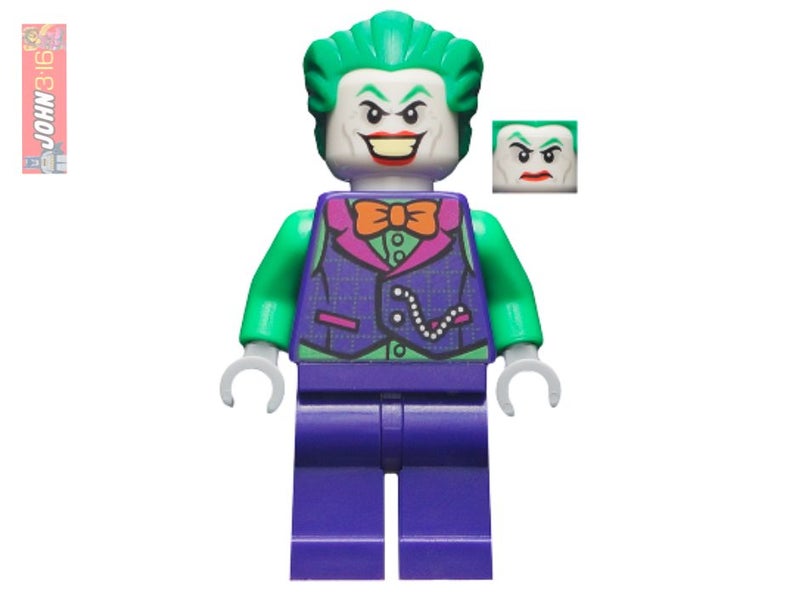 AWESOME LEGO SUPER HEROES MINIFIGURE - THE JOKER - ORANGE BOW TIE Carousel 1