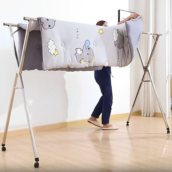 SOGA 2X 2.4m Portable Standing Clothes Drying Rack Foldable Space-Saving Laun... Carousel 9