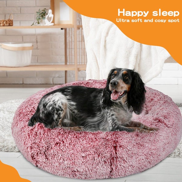 Pawz Pet Bed Memory Foam Dog Donut Calming Nest Fluffy Plush Kennel Soft Warm Carousel 2