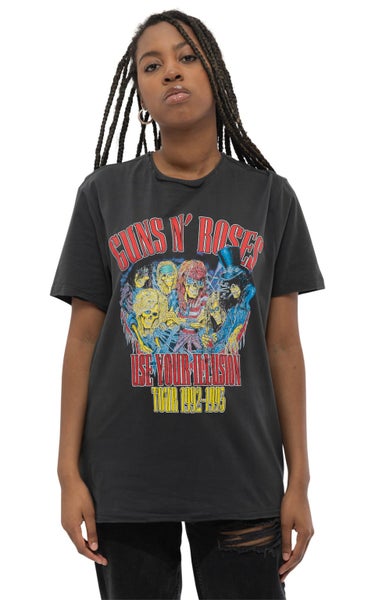 Guns N' Roses T Shirt Use Your Illusion Tour Band Logo Official Unisex Charcoal Carousel 1