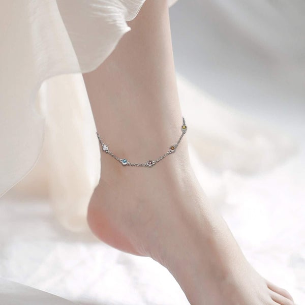 Anklets For Women Silver Ankle Bracelets With Crystals Carousel 3