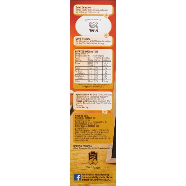 Nescafe Coffee Cappuccino Sachets 10 Pack Carousel 3