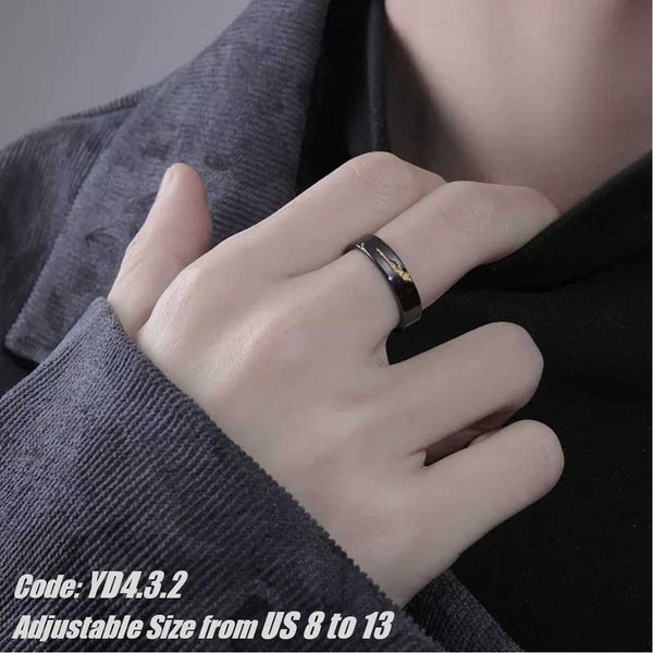 NEW new Men's Ring Vintage Crack-patterned Black Ring Jewellery *Clearance* Carousel 1