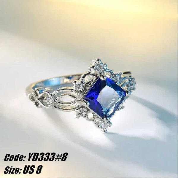 Sapphire Diamond Vintage Princess Silver Ring Jewellery *Local Clearance* Carousel 2