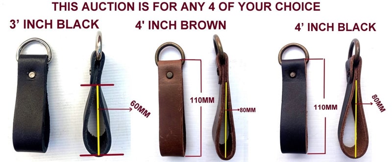 Tool Belt Suspender leather 3' OR 4"(Inch) loops X (4-Piece Set)(Brown or Black) Carousel 1