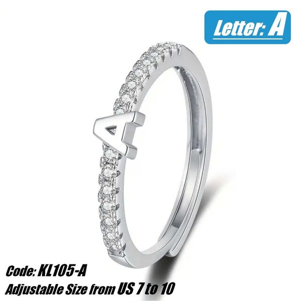 Women's 925 Silver Ring Cute Gemstone Ring -Letter A *Local STOCK NOW* Carousel 1