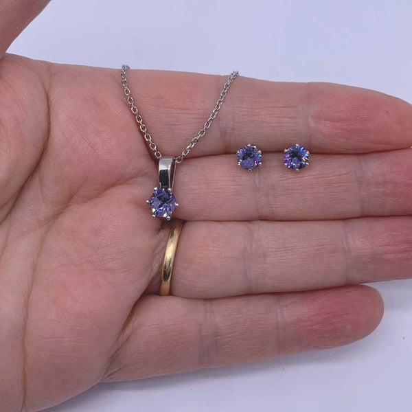 18K White Gold Crystal Jewellery Set "Alexandra" (Amethyst) Carousel 2