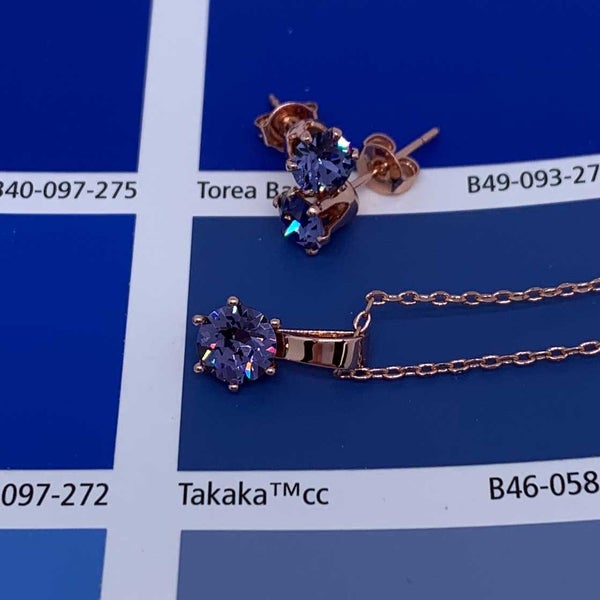 Rose Gold Crystal Jewellery Set "Alexandra" (Amethyst) Carousel 2