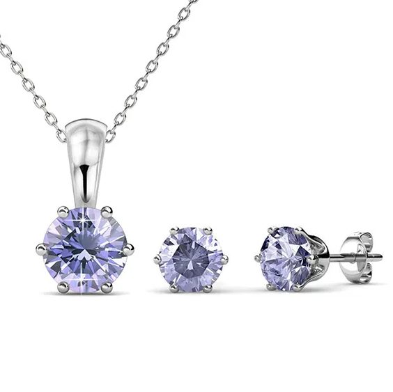 18K White Gold Crystal Jewellery Set "Alexandra" (Pale Blue) Carousel 1