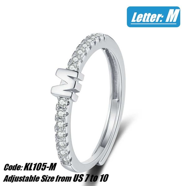 Women's 925 Silver Ring Cute Gemstone Ring -Letter M *Over Stocked* Carousel 1
