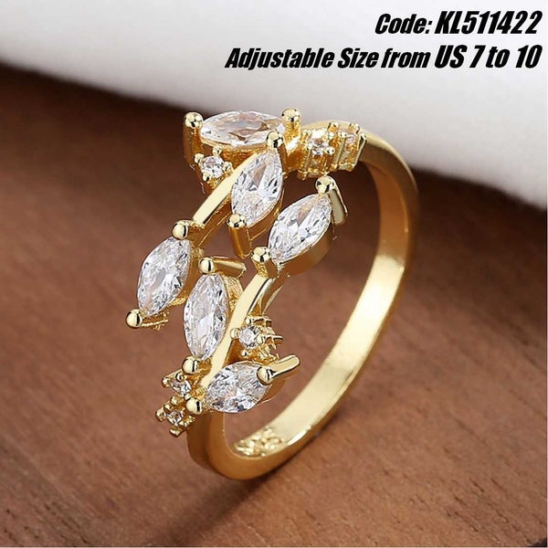 Tulip Flower Diamond Gold Ring Leaf Ring Jewellery *Over Stocked* Carousel 1