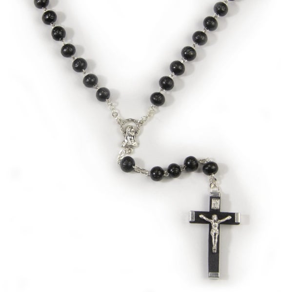 Rosary Beads Wooden 8mm - Black Carousel 1