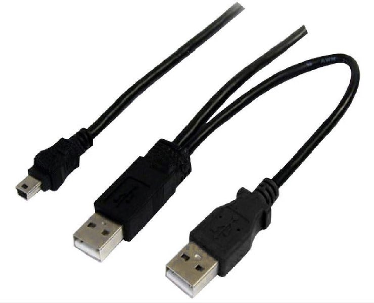 USB 2.0 Y Splitter Cable - Type A Male to Mini B 5 Pins 1m Carousel 1