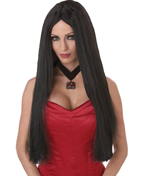 Gothic Long Black Wig Carousel 1