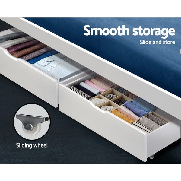 Artiss Set Of 2 Bed Frame Storage Drawers Timber Trundle For Base White Storage Carousel 6
