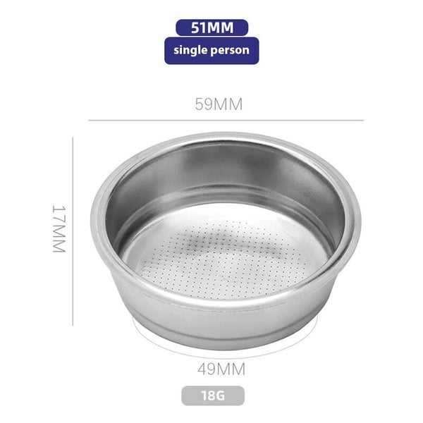 51mm Stainless Steel Coffee Filter Pressurized Porous Filter Basket Carousel 6