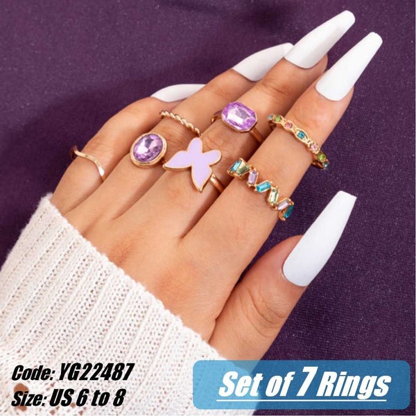 Vintage Animal Rhinestone Rings 7Pcs Gold Jewellery *Over Stocked* Carousel 2