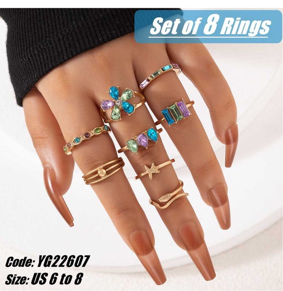 Gold Geometric Rings 8Pcs 925 Silver Rings Jewellery *Over Stocked* Carousel 2
