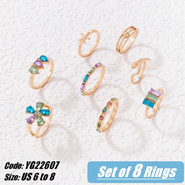 Gold Geometric Rings 8Pcs 925 Silver Rings Jewellery *Over Stocked* Carousel 1
