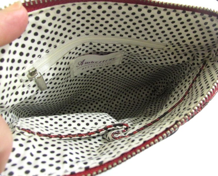 Clutch / shoulder bag - red 'snakeskin', Carousel 3
