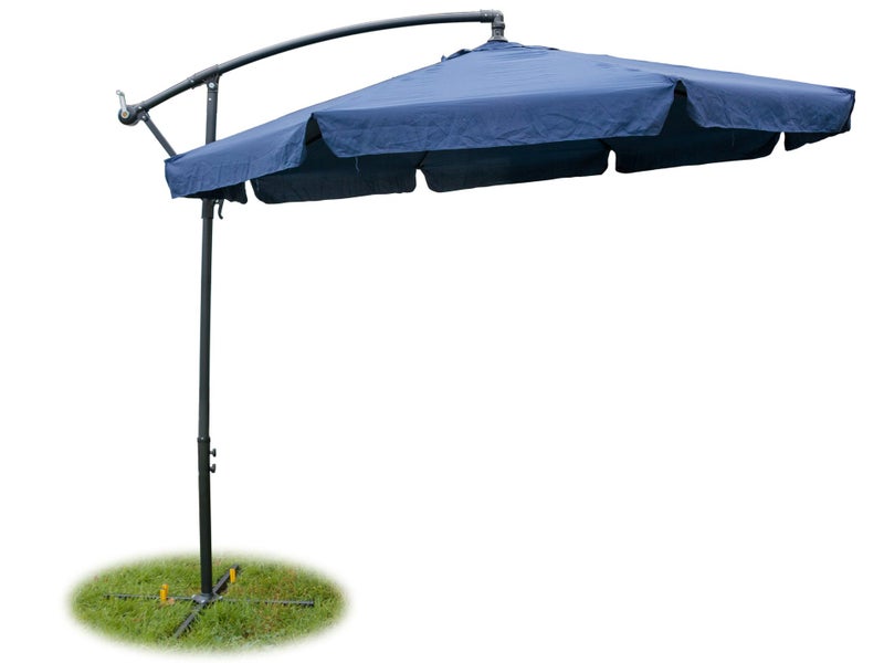 3m Sun Shade Cantilever Umbrella - Hex Shape Hanging Design - BLUE Carousel 1