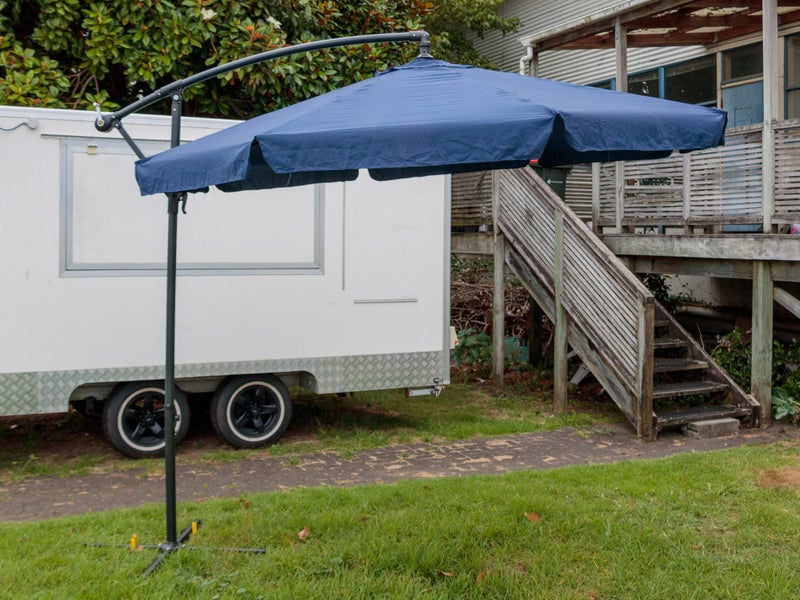 3m Sun Shade Cantilever Umbrella - Hex Shape Hanging Design - BLUE Carousel 2