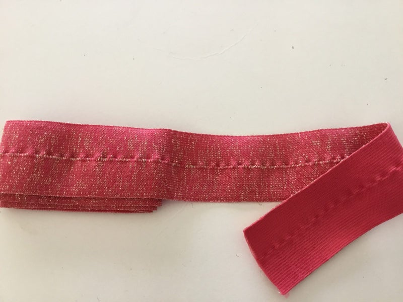 2 lengths of coral & gold lurex elastic - each 95cm length x 45mm wide Carousel 2