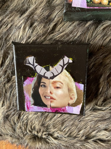 Original one off Abstract collage art 2 small pieces sep or together Carousel 1