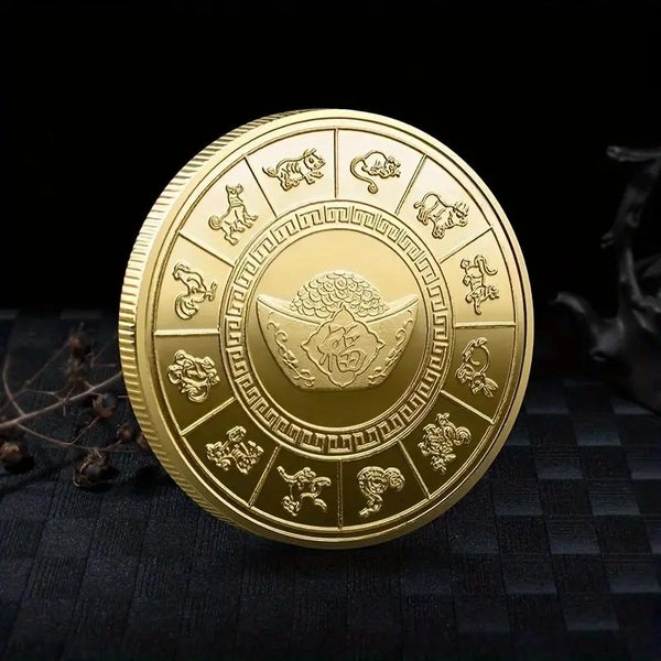 Chinese Dragon Coins Dragon Plated Golden Collectible New Year Mascot Souvenir Carousel 5