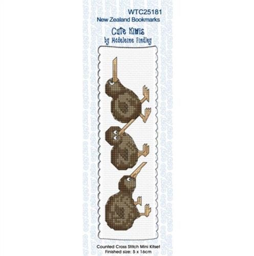 CraftCo Cross Stitch Kit Bookmark - Madeleine Findley's Cute Kiwis Carousel 1