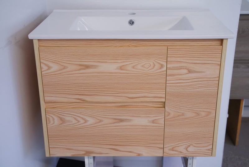 900mm wall hung vanity in light oak colour Carousel 1