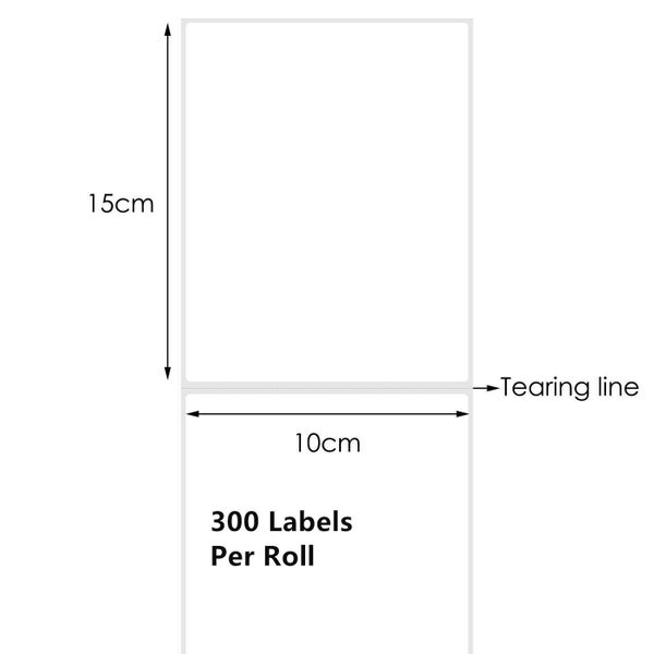 Direct Thermal Label Roll - Self-adhesive, 100 x 150mm, 300 Labels/roll x 2rolls Carousel 2