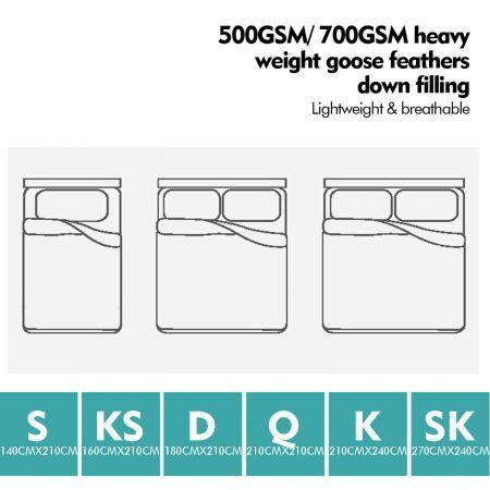 700GSM All Season Goose Down Feather Filling Duvet Quilt Super King Size Carousel 4