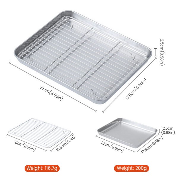 Stainless Steel Baking Pan Tray With Wire Rack Cake Baking BBQ Pan Carousel 1