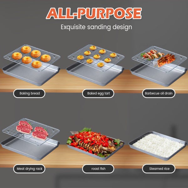 Stainless Steel Baking Pan Tray With Wire Rack Cake Baking BBQ Pan Carousel 7